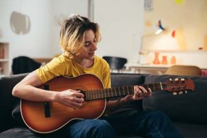 Woman undergoing music therapy for addiction