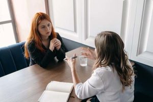 Woman undergoing relapse prevention therapy