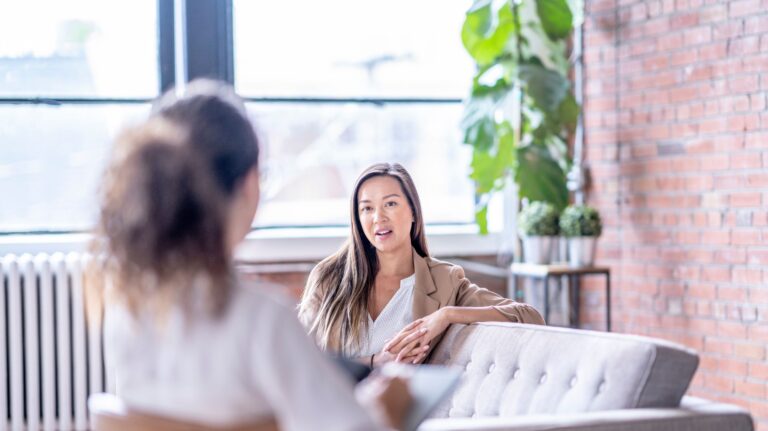 woman during her individual therapy session.